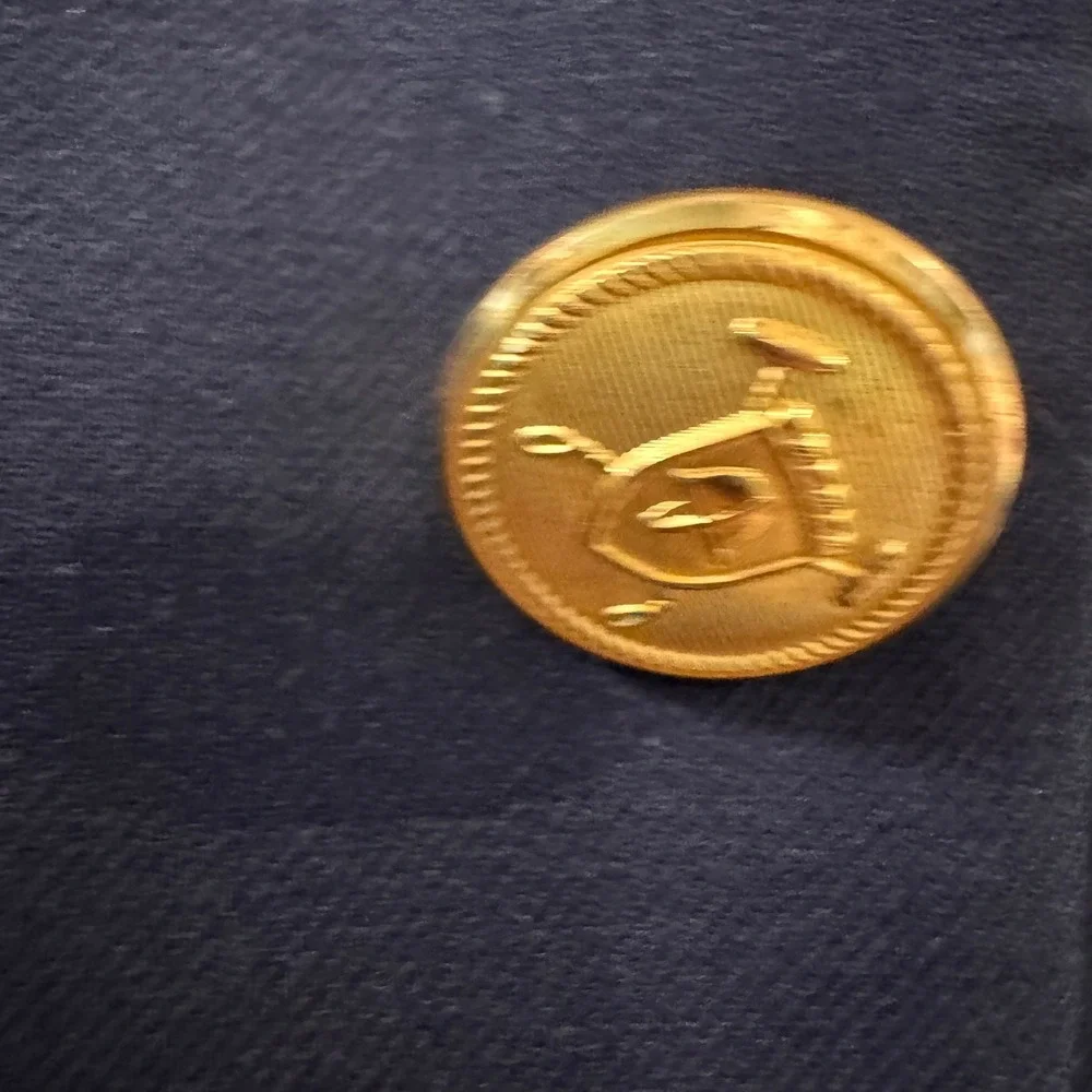 Lauren Ralph Lauren Mens 42L Navy Blue Wool Blazer Gold Crest Button 42 Long
